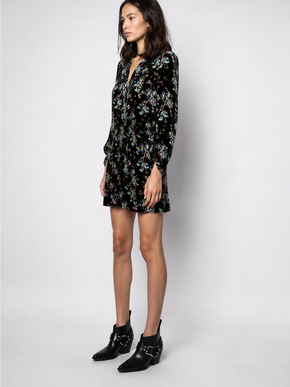 Zadig & Voltaire Reveal Velvet Bloom Floral Silk Mini Dress XS